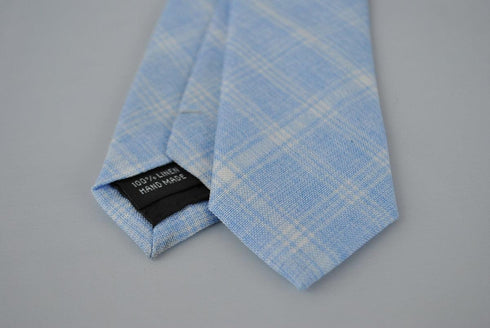 light blue check cotton tie